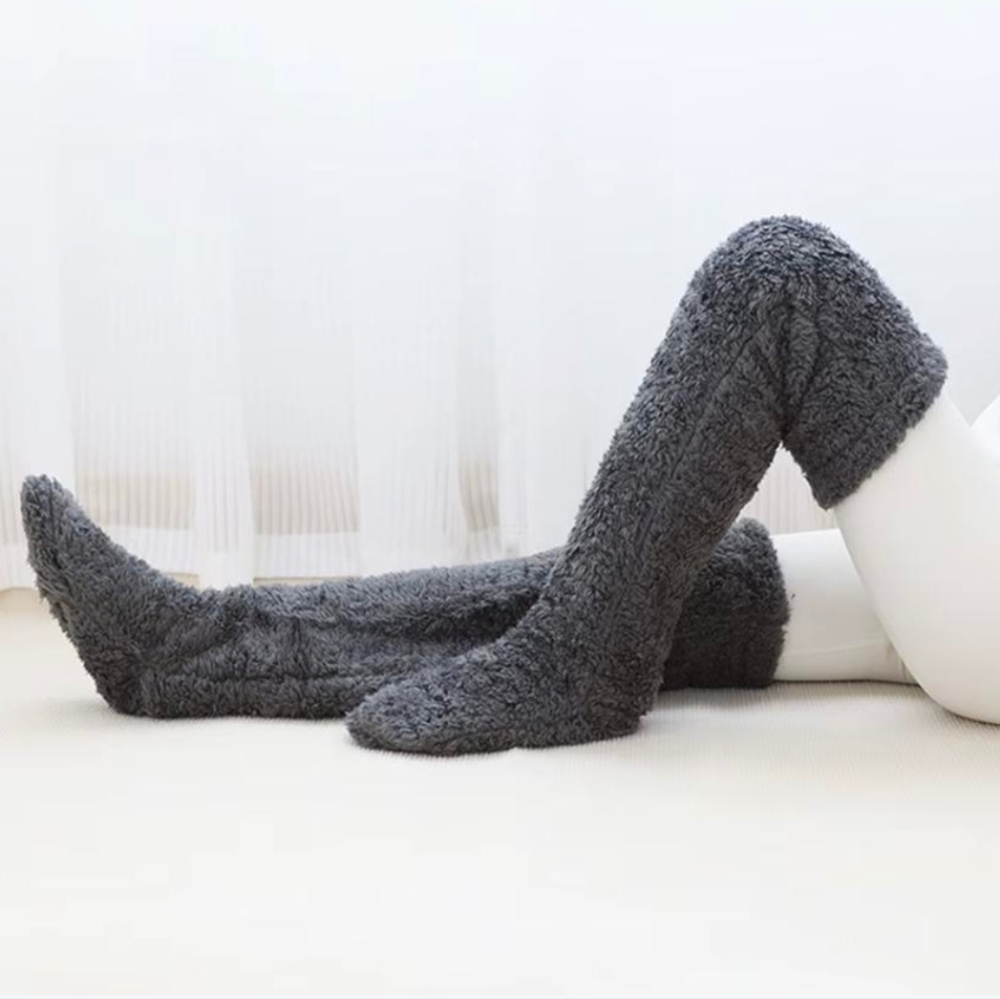 3 Lot - Over Knee Socks,Soft Cozy Long Fuzzy With Foot Opening For Comfort 3 Pac - Picture 2 of 4